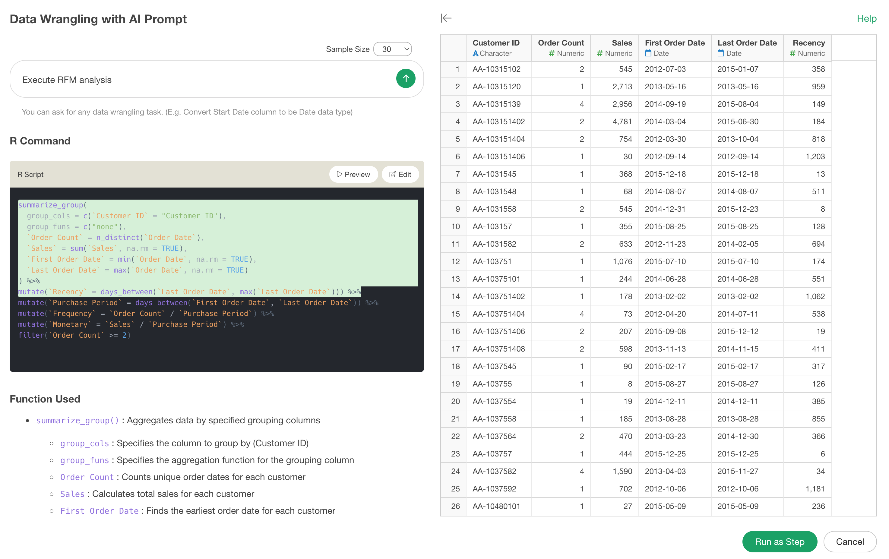 Data Wrangling with AI Prompt