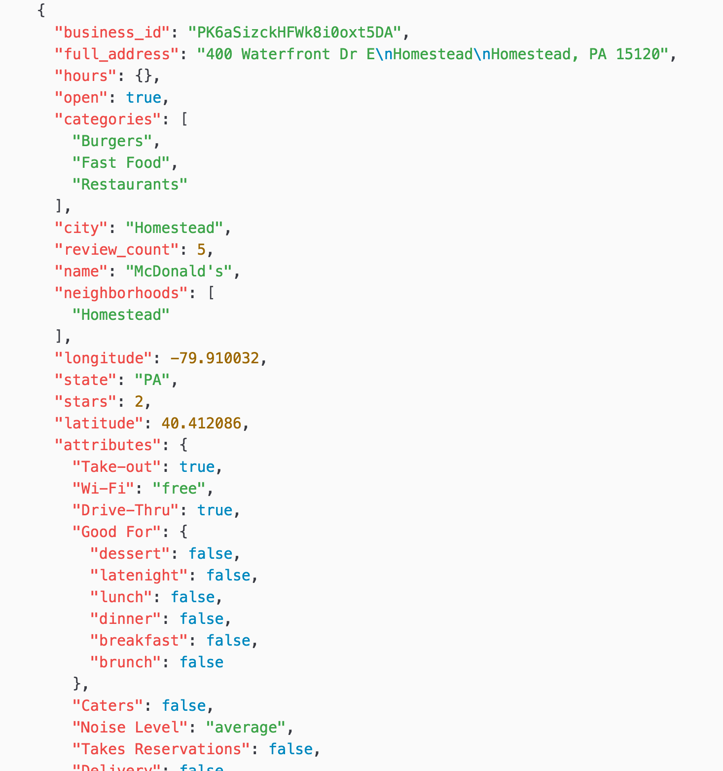 json number keys